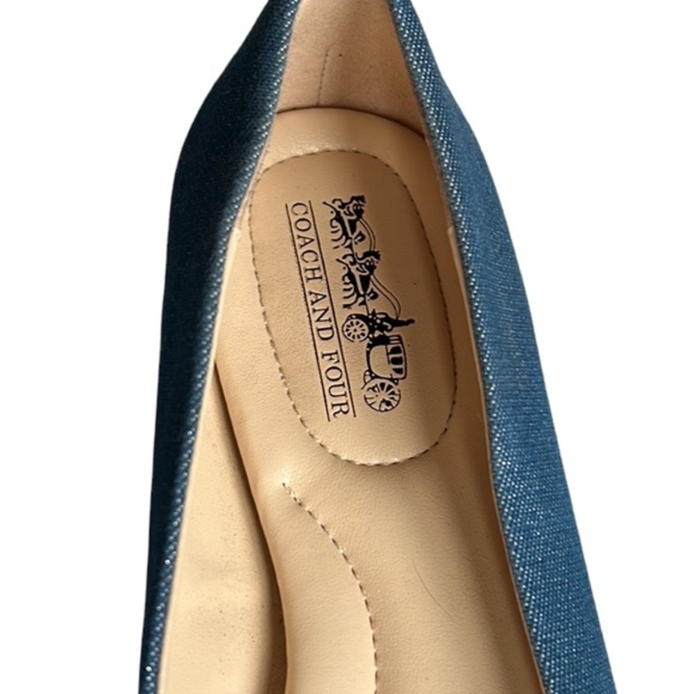 Coach and‎ Four Womens Denim Melitta Glitter Almond Toe Flats Size 6 - Picture 5 of 12